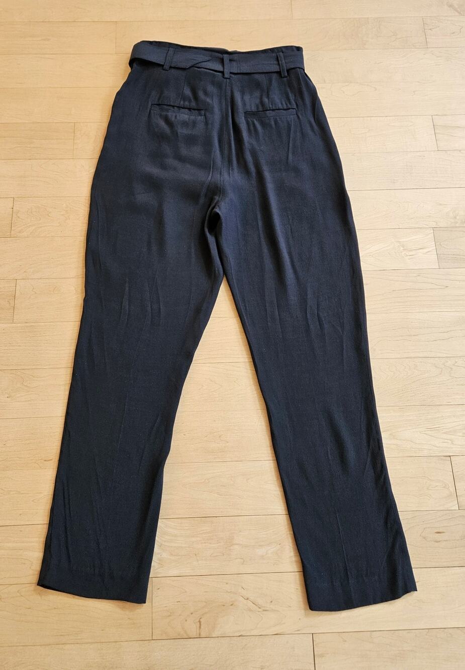 Joie Womens Size 4 Black Belted Ankle Pants Tapered Paperbag Career